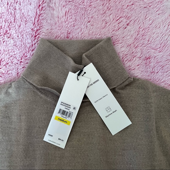 Calvin Klein Men's The Extra Fine Merino Turtleneck Sweater 100% merino wool - Picture 4 of 10